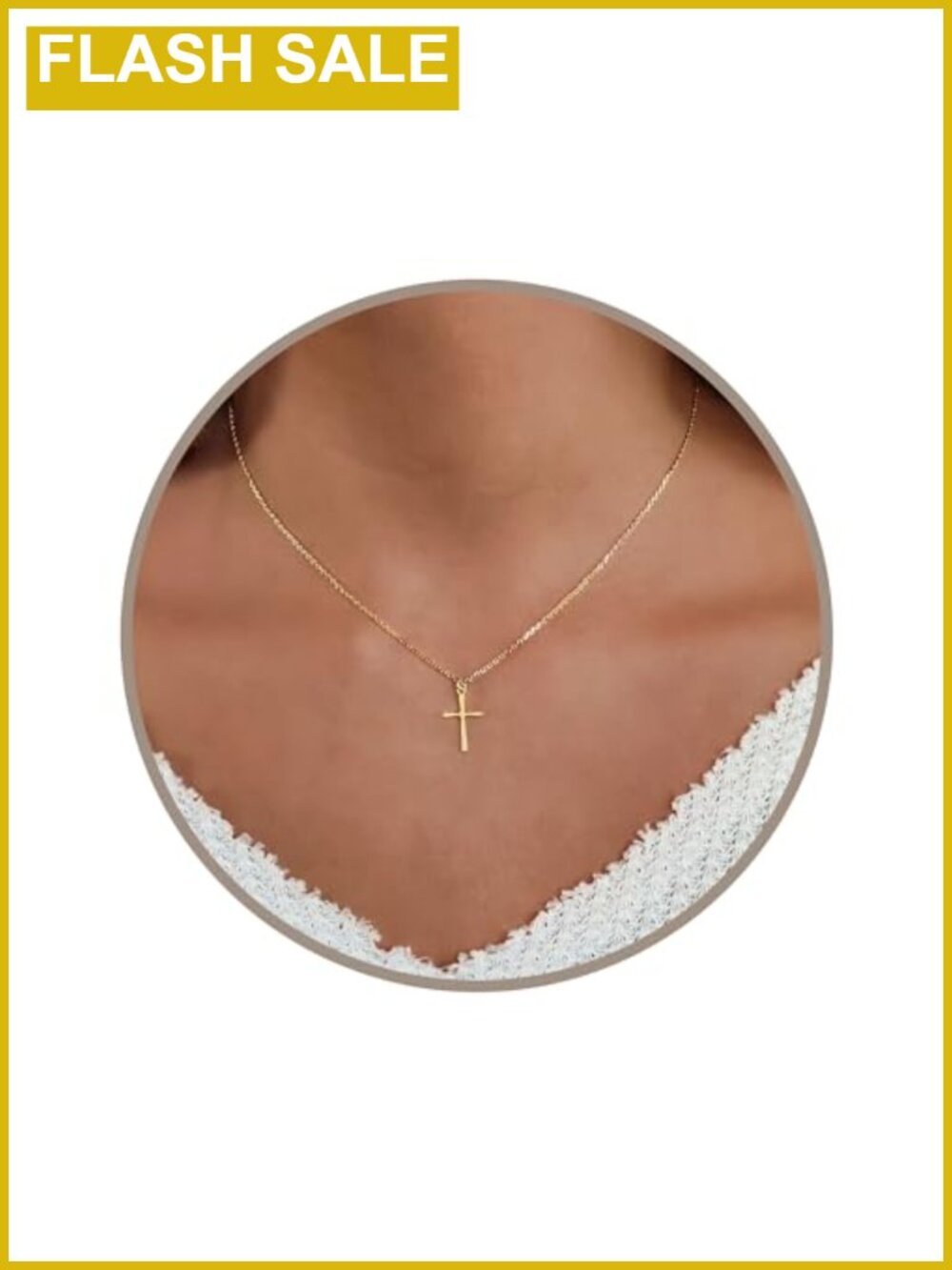 Dainty Gold Plated Cross Pendant Necklace 16"+2" Extender
